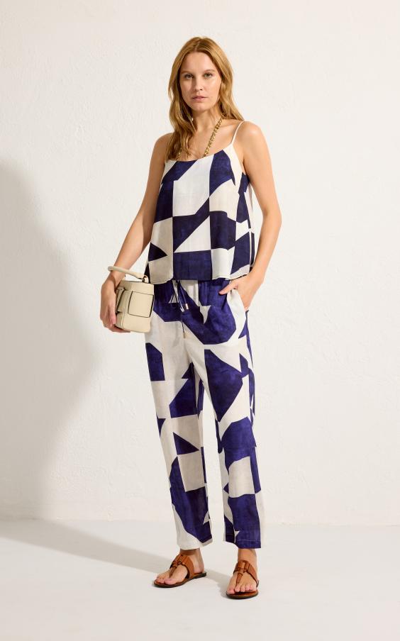 ABSTRACT ELASTIC WAISTBAND PANTS