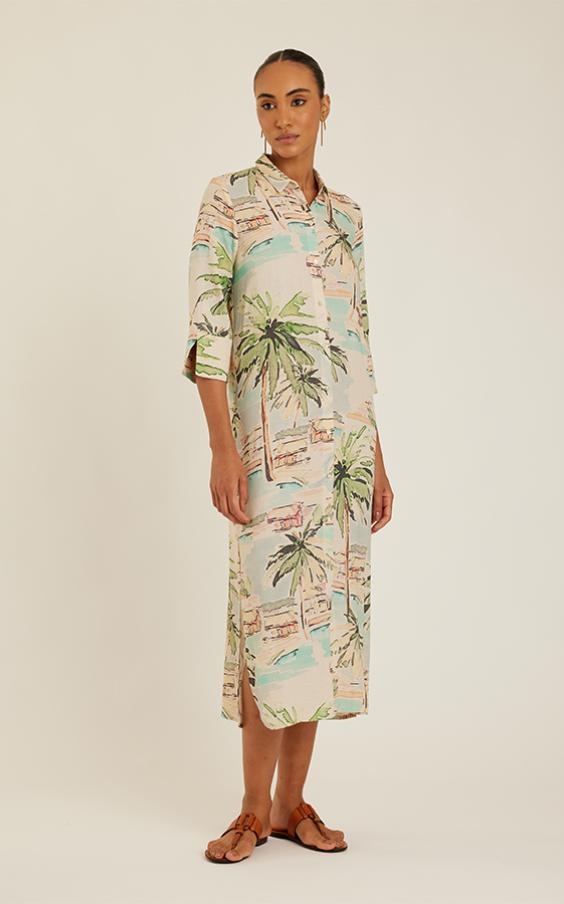 ITACARÉ SIDE SLIT LONG CHEMISIER DRESS