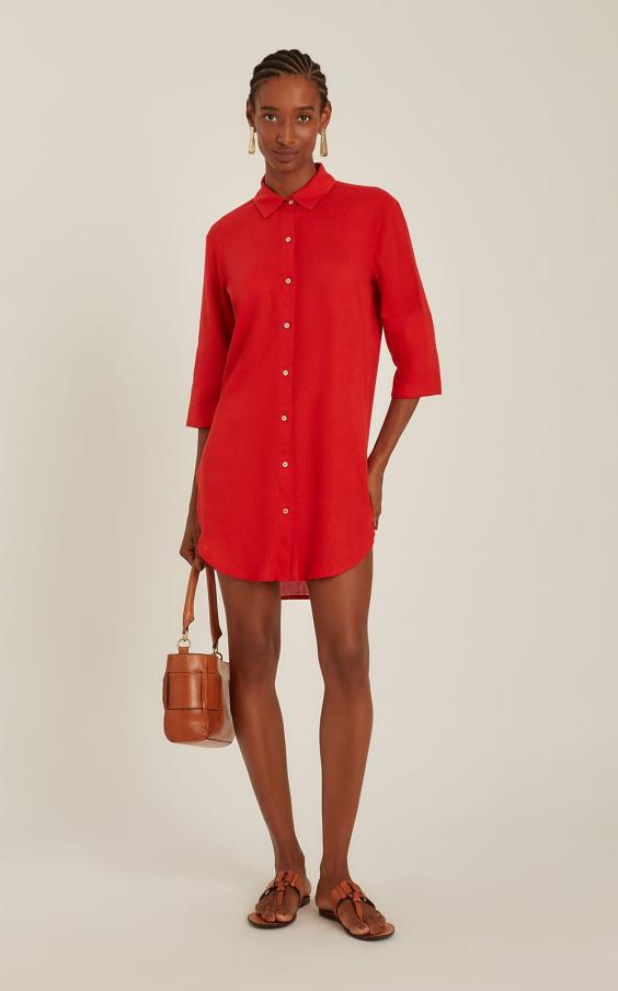 PAPRIKA CURVED HEM SHIRT DRESS