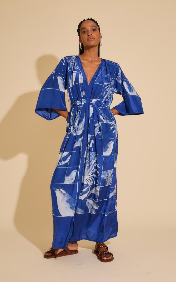 BIRDS PREMIUM V NECK DRESS