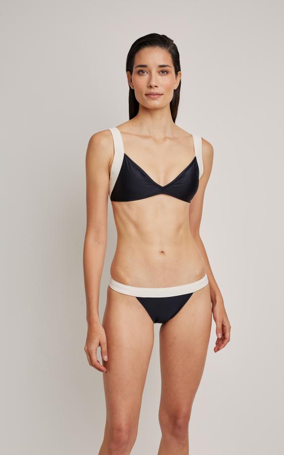 Black / Off White Bicolor Triangle Waistband Bikini