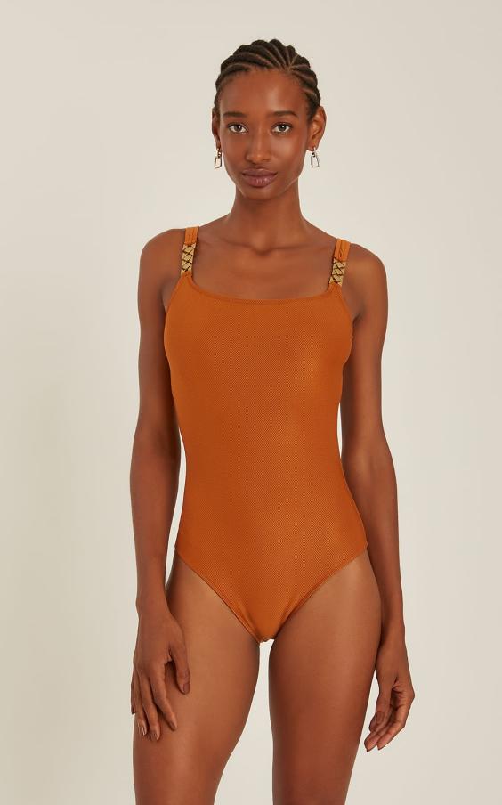 HAZELNUT EMBELLISHED CLASSIC ONE PIECE 