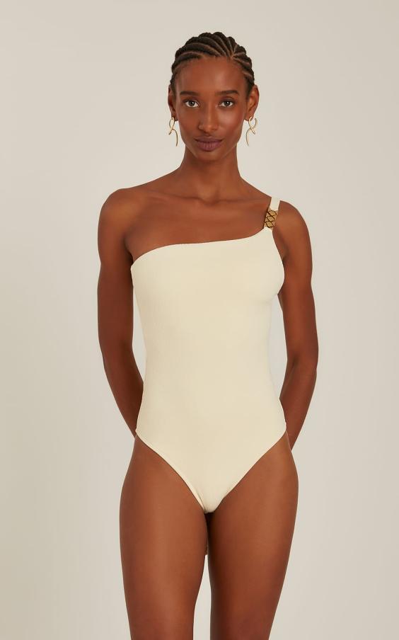 OFF WHITE ONE SHOULDER DETAIL ONE PIECE