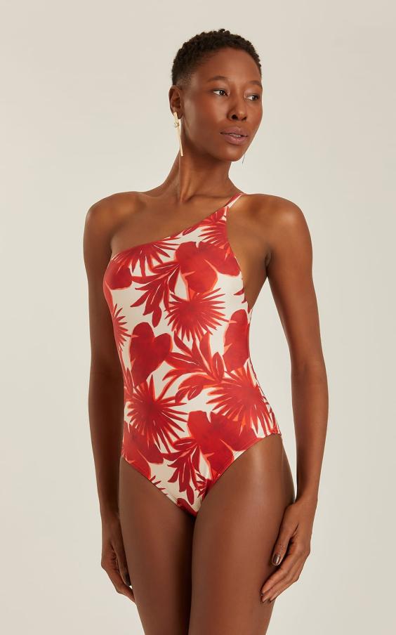 PALM ONE SHOULDER SLIM ONE PIECE
