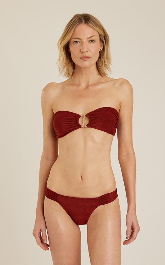 CINNAMON RING BANDEAU DRAPED BIKINI