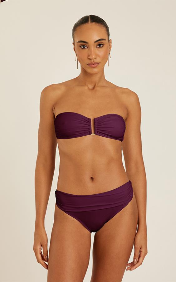 PLUM DROP BANDEAU RUCHED BIKINI 