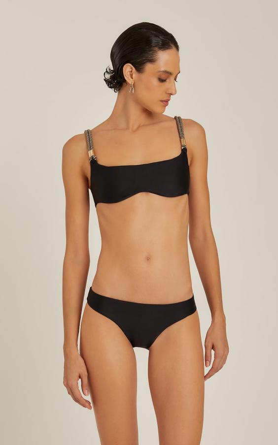BLACK UNDERWIRE ROPE DETAIL BIKINI 