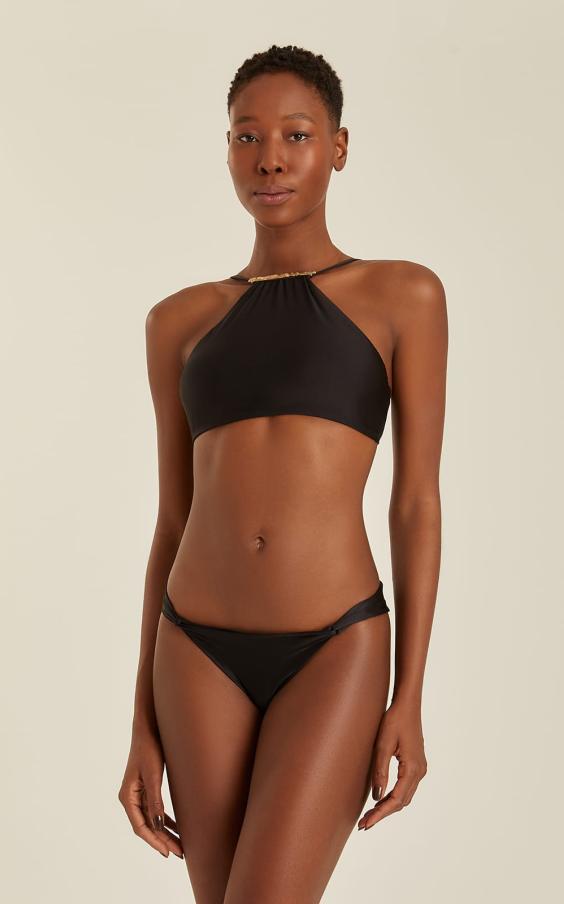 BLACK RUCHED DETAIL BIKINI