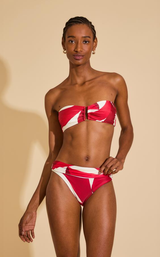 GEOMETRIC DROP BANDEAU RUCHED HW LC BIKINI