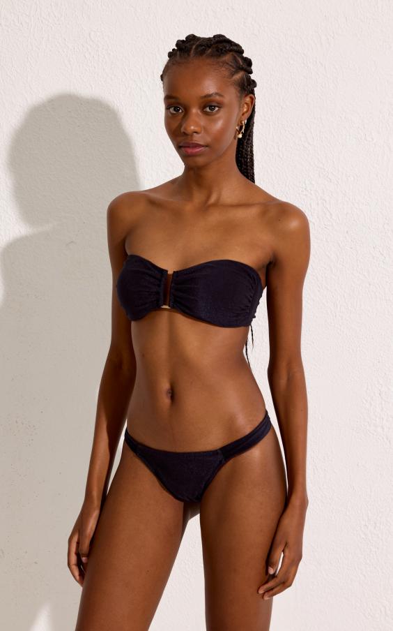 BLACK DROP BANDEAU MINI DRAPED BIKINI