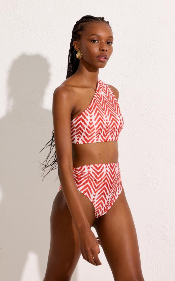 TAGINE ONE SHOULDER RUCHED HW BIKINI