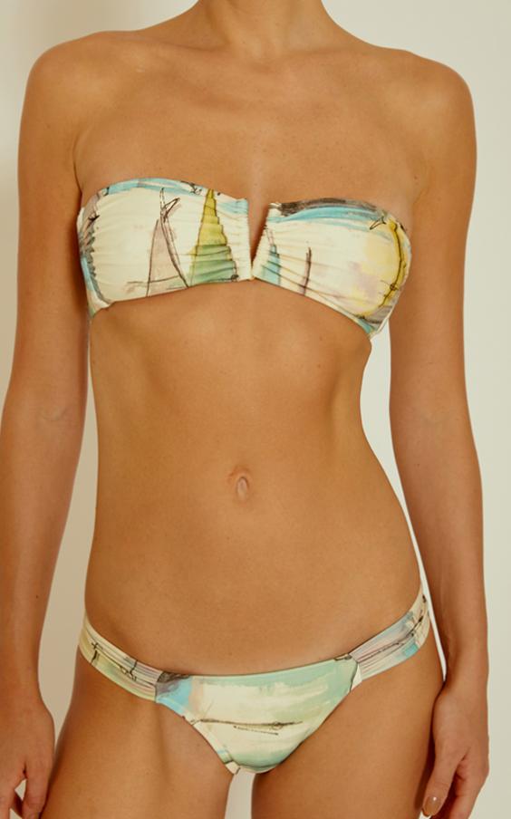 Sailboat V Bandeau Draped Bikini