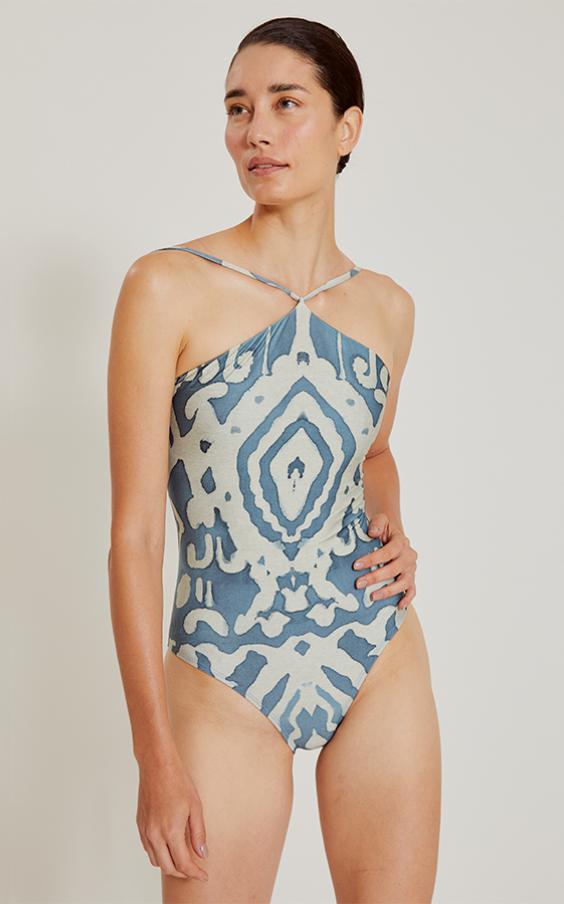 Ottoman High Neck Halter Maillot