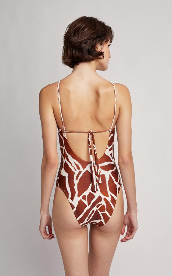 Giraffe Embellished High Neck Maillot