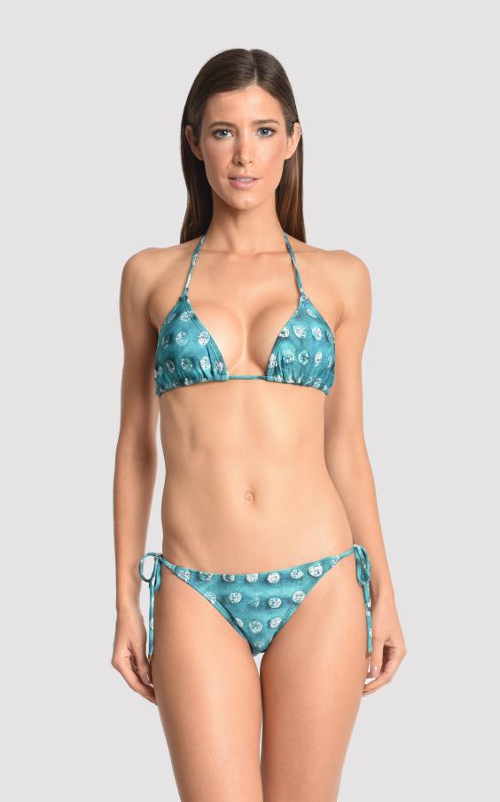 Aqua String Halter Bikini 