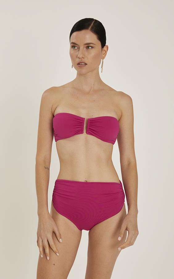 CARMINE DROP BANDEAU HW RUCHED BIKINI