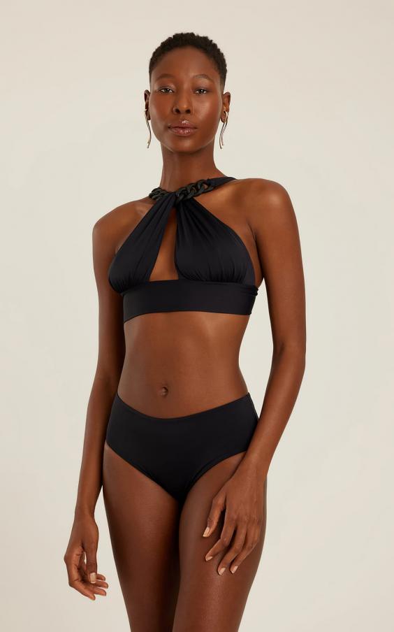 BLACK BIO CHAIN HIGH MID WAIST BIKINI