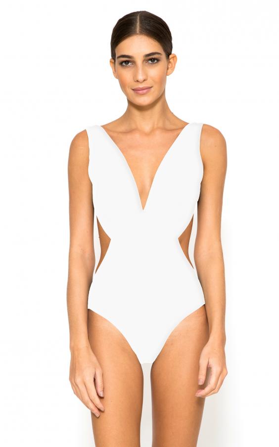 White Slit Maillot 