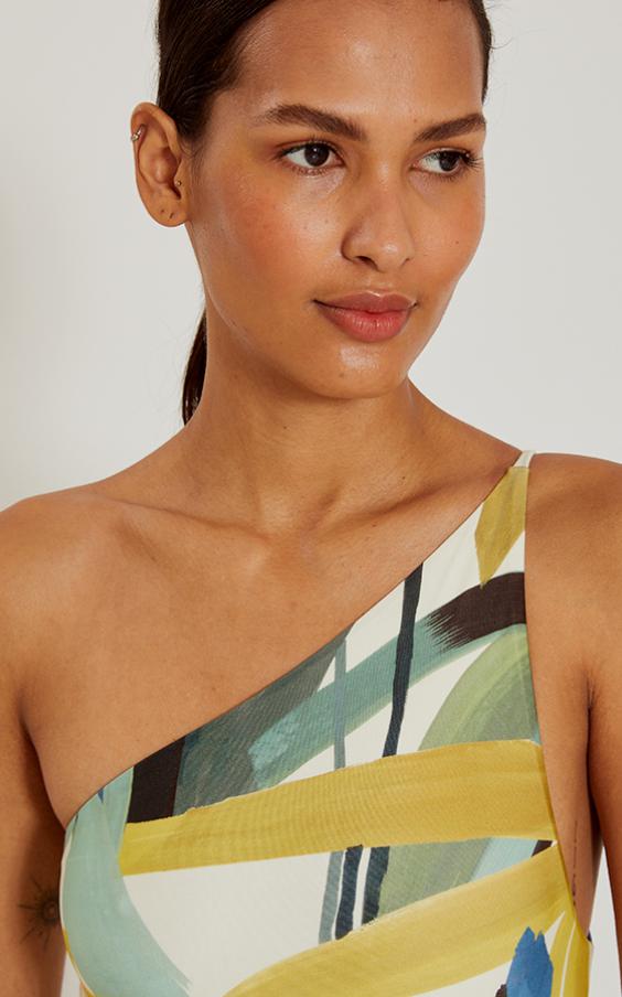 Giardino Geometric One Shoulder Maillot