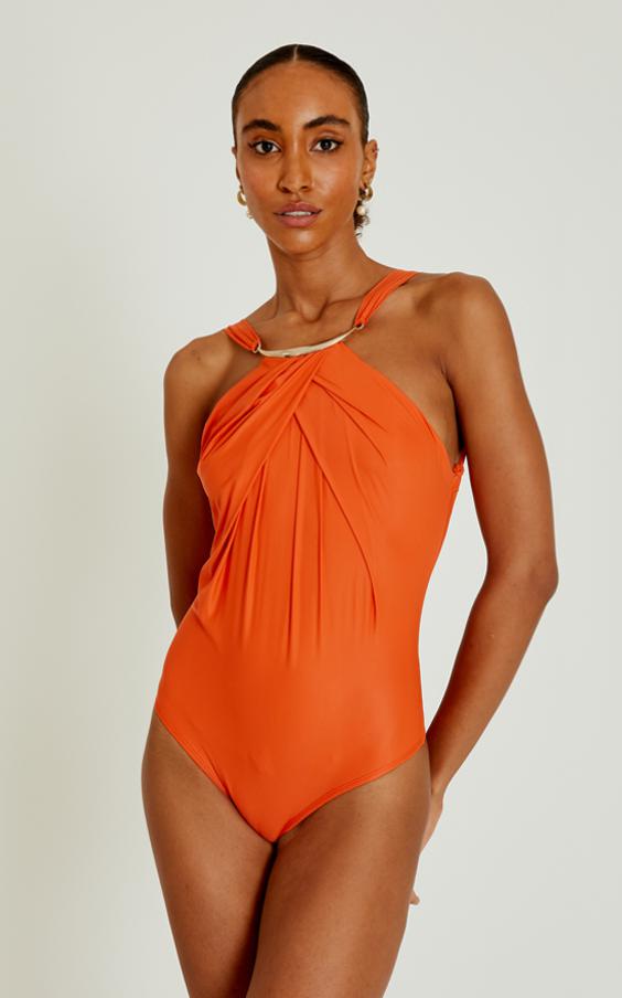 Kinkan High Neck Pleated One Piece