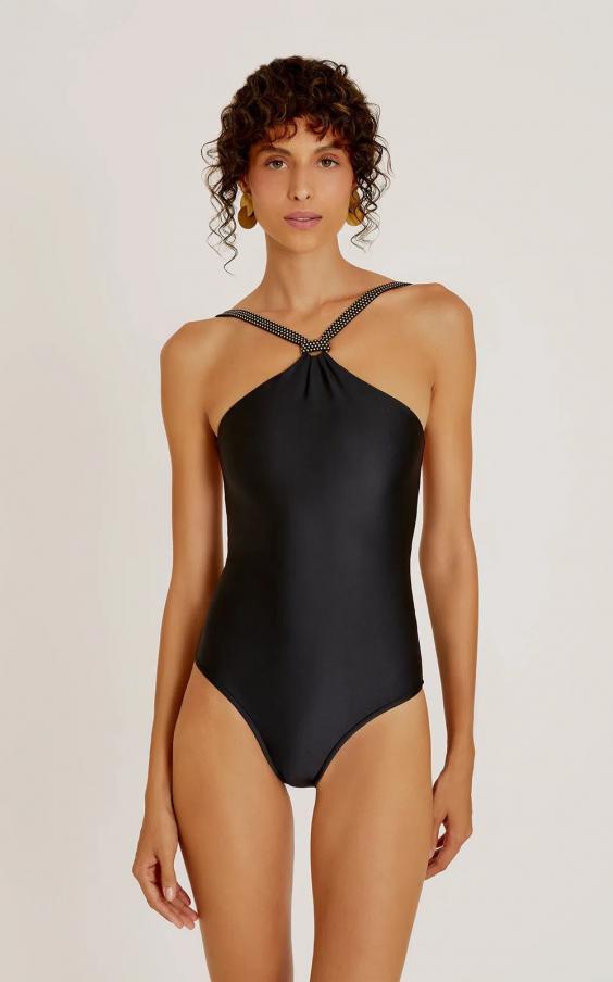 Black High Neck Rope One Piece