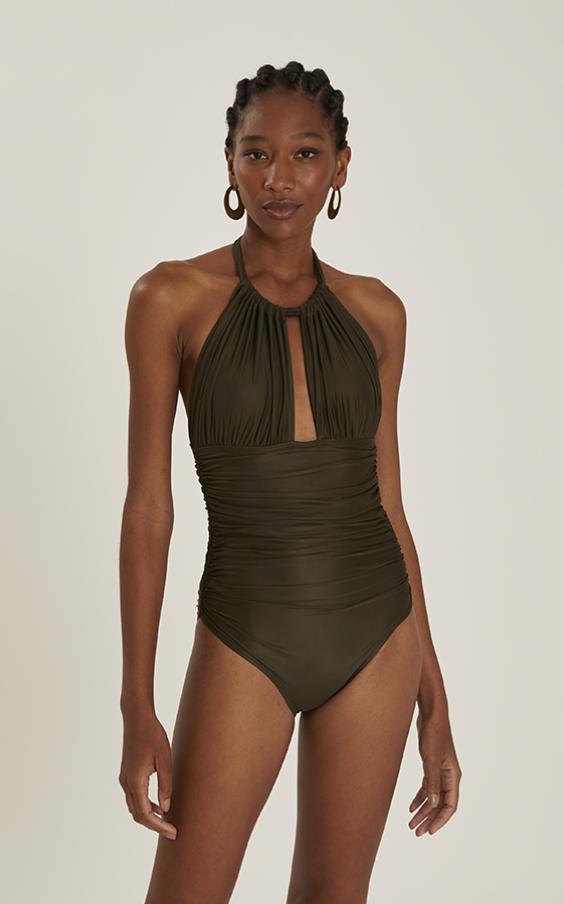 GRANITE RUCHED HALTER ONE PIECE