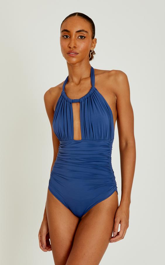 Jeri Ruched Halter One Piece