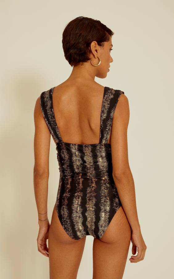 Gold Rush V Neck Ruched One Piece