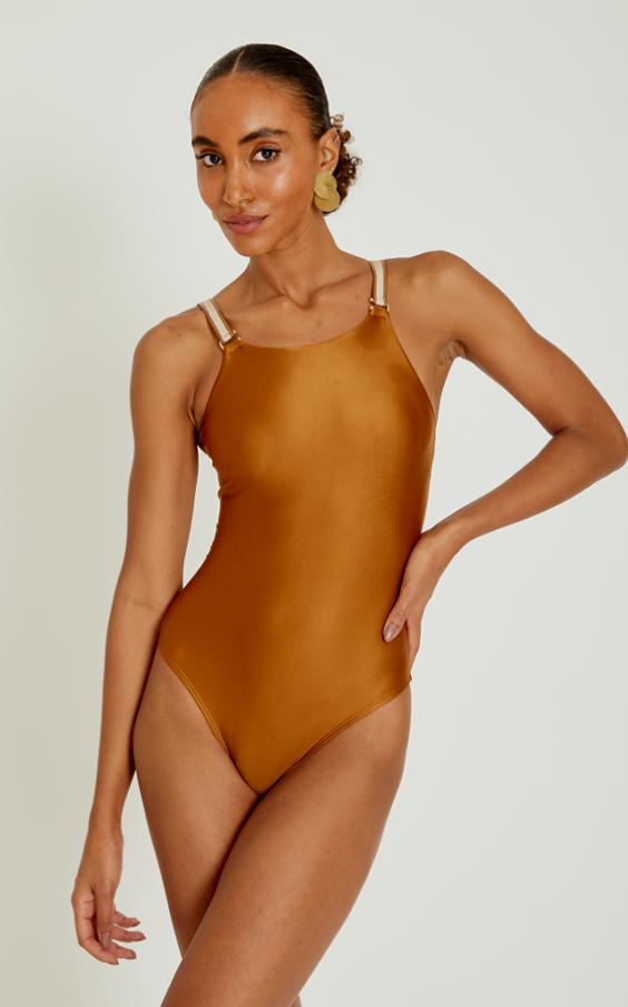 Copper Detailed Geometric One Piece