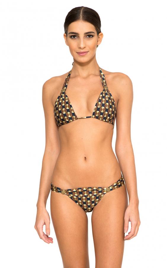Gold Detail Adjustable Halter Bikini