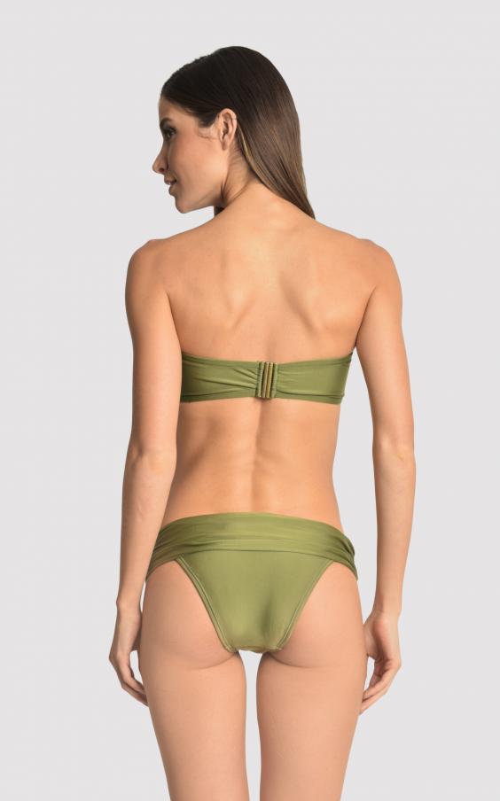 Green Moss Drop Bandeau Hw Ruched Bikini 