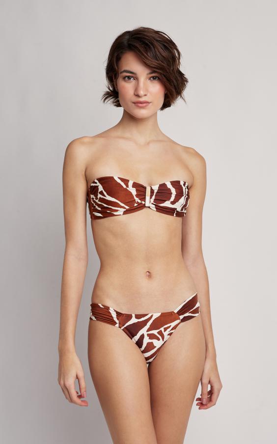 Giraffe Embellished Bandeau Draped Bikini