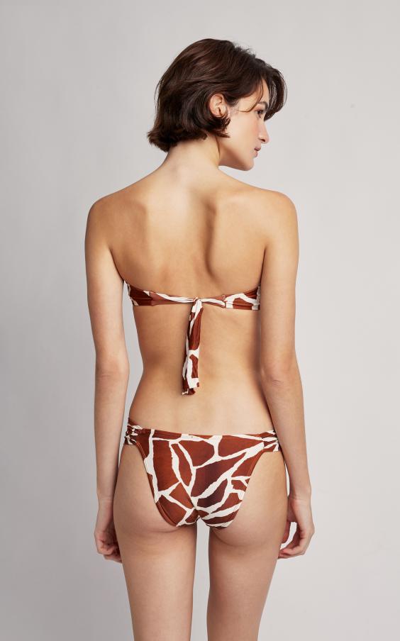 Giraffe Embellished Bandeau Draped Bikini