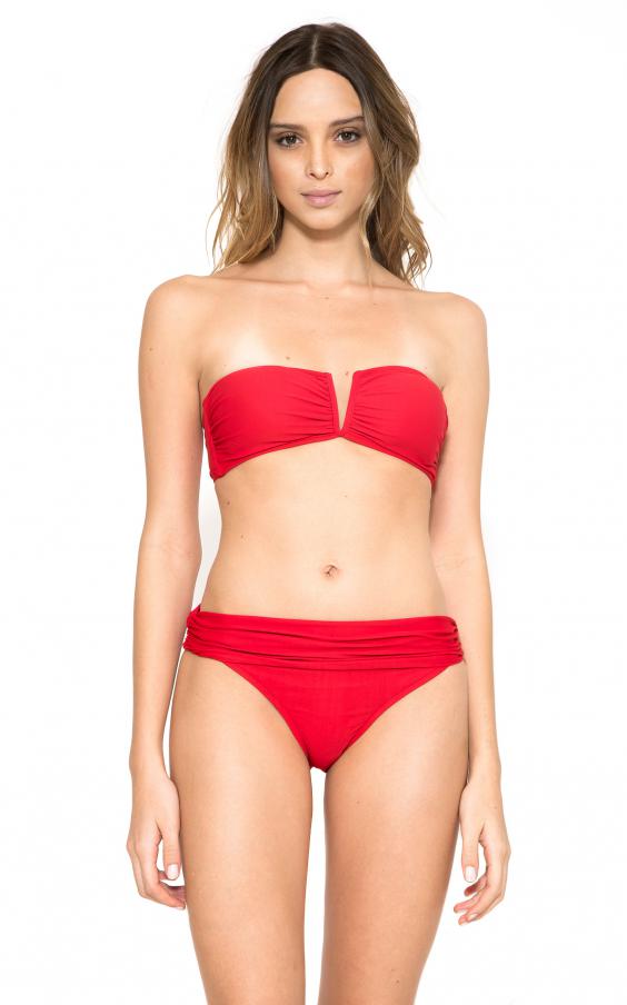 Temple V Bandeau Hi Waist Ruched Bikini 