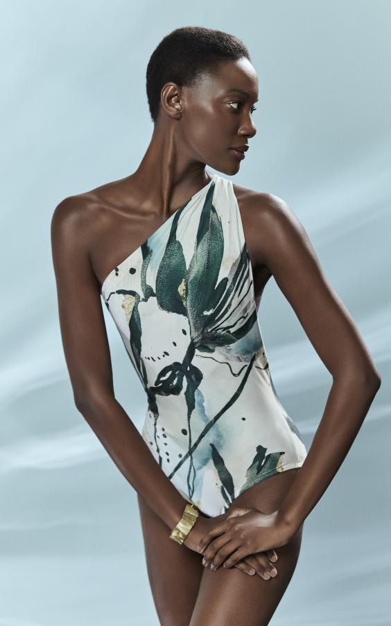 Zaire Draped One Shoulder One Piece