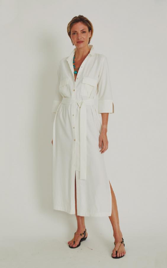 Off White Utilitarian Pocket Shirt Dress