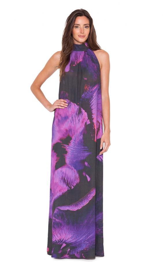 Purple Bloom Monet High Neck Dress