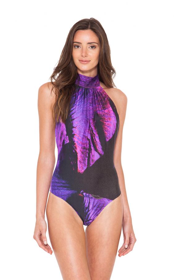 Purple Bloom Halter Maillot