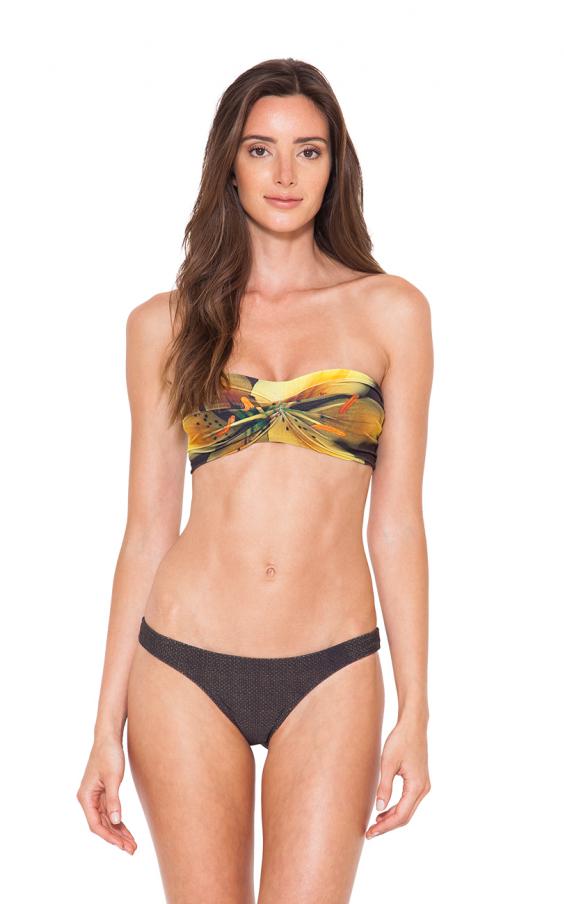 Yellow Hibiscus Runway Bandeau Bikini