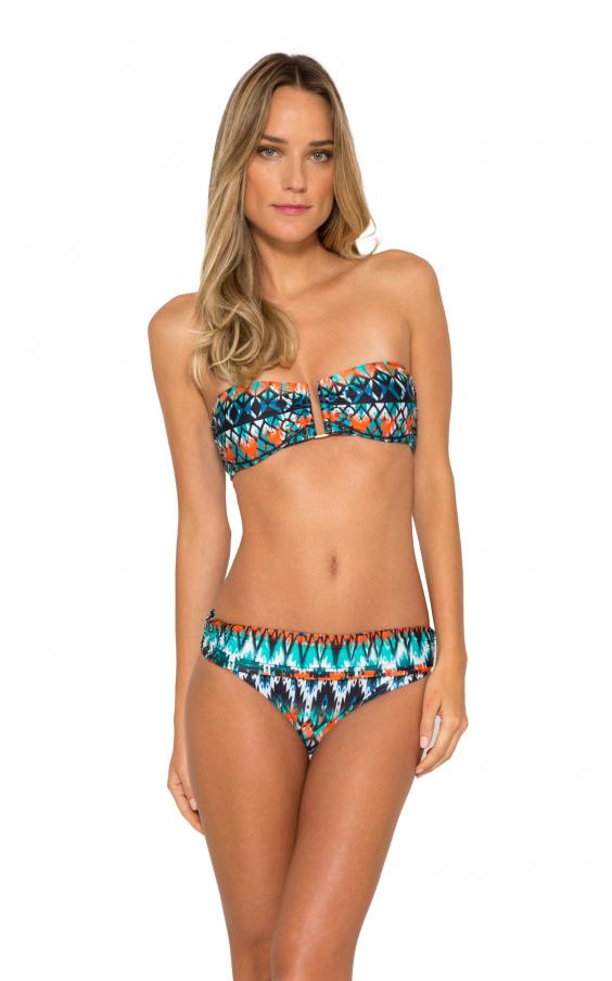 Ikat Drop Bandeau Ruched Bikini