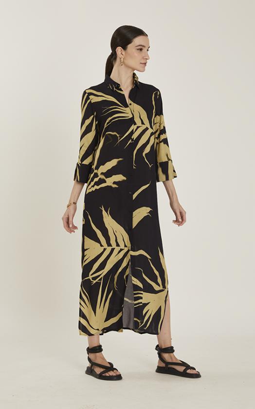 REFLECTION SIDE SLIT LONG CHEMISIER DRESS